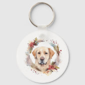 Labrador Kerstkrans Festieve Pup Sleutelhanger (Achterkant)