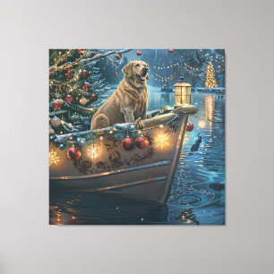 Labrador Kerstmis Feestelijke Reis Canvas Afdruk
