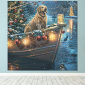 Labrador Kerstmis Feestelijke Reis Canvas Afdruk (Insitu (Houten vloer))