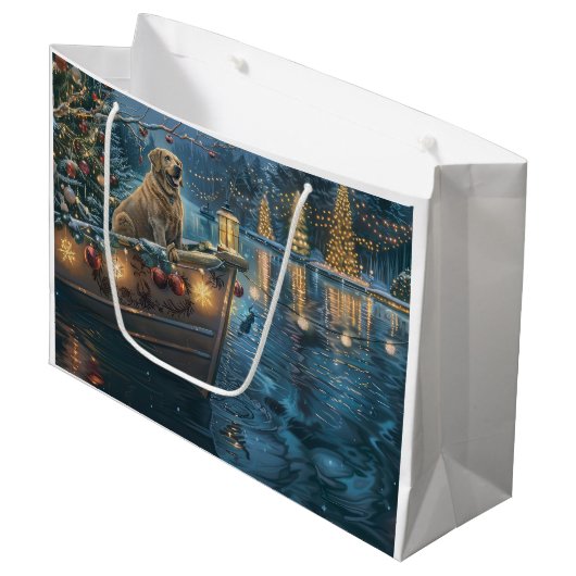 Labrador Kerstmis Feestelijke Reis Groot Cadeauzakje (Voorkant Gekanteld)
