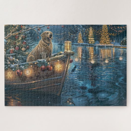 Labrador Kerstmis Feestelijke Reis Legpuzzel (Horizontaal)