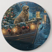 Labrador Kerstmis Feestelijke Reis Ronde Button 6,0 Cm (Voorkant)