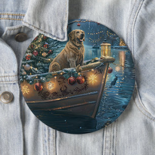 Labrador Kerstmis Feestelijke Reis Ronde Button 6,0 Cm
