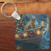 Labrador Kerstmis Feestelijke Reis Sleutelhanger (Voorkant)