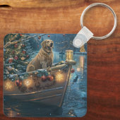 Labrador Kerstmis Feestelijke Reis Sleutelhanger (Achterkant)