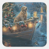 Labrador Kerstmis Feestelijke Reis Vierkante Sticker (Voorkant)