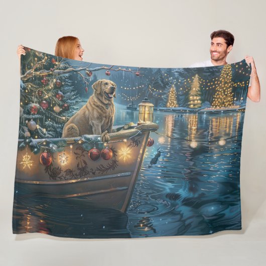 Labrador Kerstmis Festivale Reis Fleece Deken (In situ)