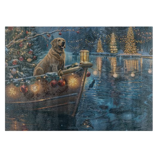 Labrador Kerstmis Festivale Reis Snijplank (Voorkant)
