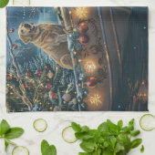 Labrador Kerstmis Festivale Reis Theedoek (Gevouwen)