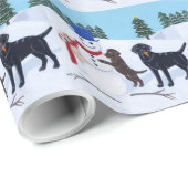 Labrador Kerstmis met Snowman Cadeaupapier (Rol Hoek)