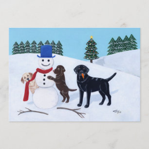 Labrador Kerstmis met Snowman Kaart