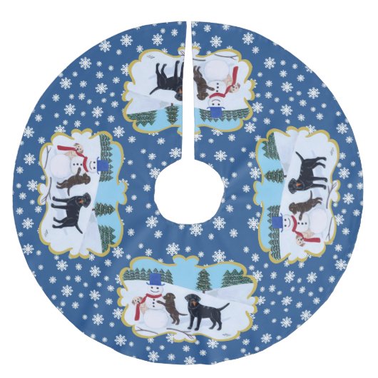 Labrador Kerstmis met Snowman Kerstboom Rok (Voorkant)