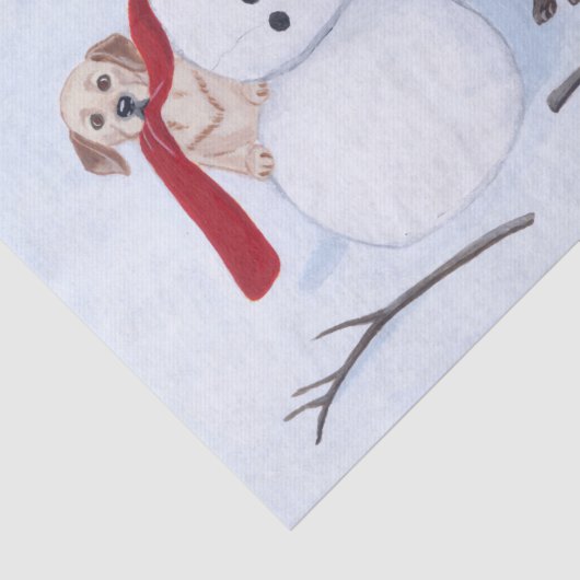 Labrador Kerstmis met Snowman Tissuepapier (Detail)
