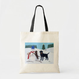 Labrador Kerstmis met Snowman Tote Bag