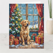 Labrador Kerstmis Onder de Boom Kaart (Voorkant)