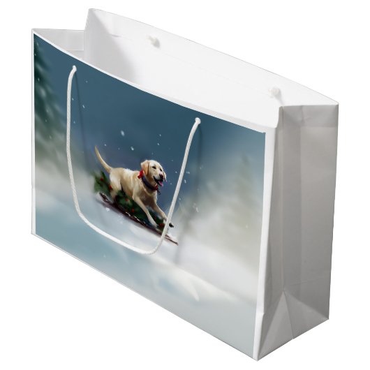 Labrador Kerstmis sneeuw winter Groot Cadeauzakje (Voorkant Gekanteld)
