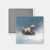 Labrador Kerstmis sneeuw winter Magneet (Voorkant / Achterkant)