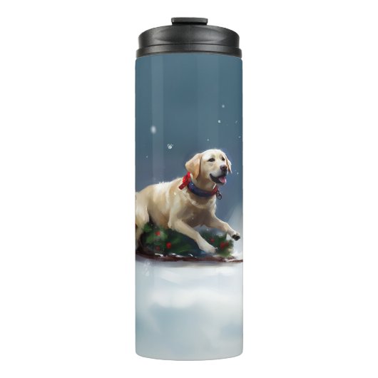 Labrador Kerstmis sneeuw winter Thermosbeker (Voorkant)