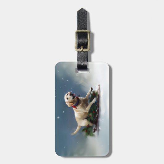 Labrador Kerstsneeuw winter Bagagelabel (Voorkant verticaal)