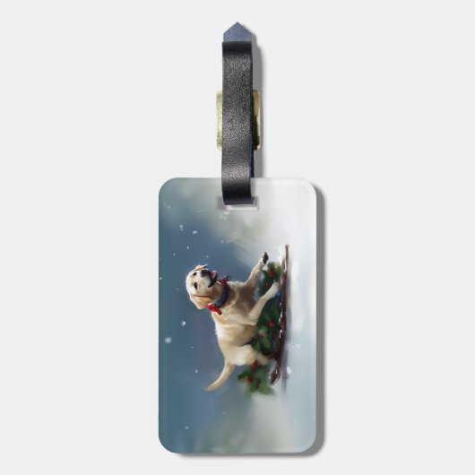 Labrador Kerstsneeuw winter Bagagelabel (Achterkant verticaal)