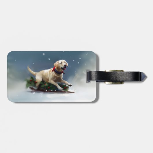 Labrador Kerstsneeuw winter Bagagelabel (Achterkant horizontaal)