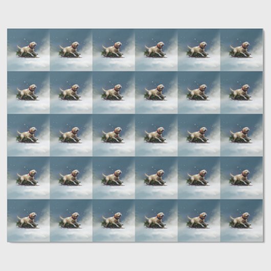 Labrador Kerstsneeuw winter Cadeaupapier (Vlak)