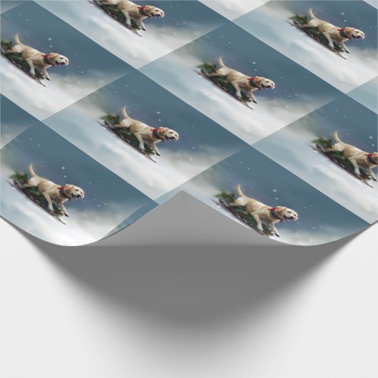 Labrador Kerstsneeuw winter Cadeaupapier (Hoek)