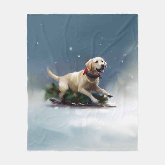 Labrador Kerstsneeuw winter Fleece Deken (Voorkant)