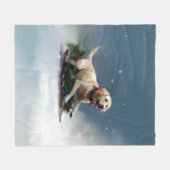 Labrador Kerstsneeuw winter Fleece Deken (Voorkant (Horizontaal))