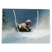 Labrador Kerstsneeuw winter Groot Cadeauzakje (Achterkant)