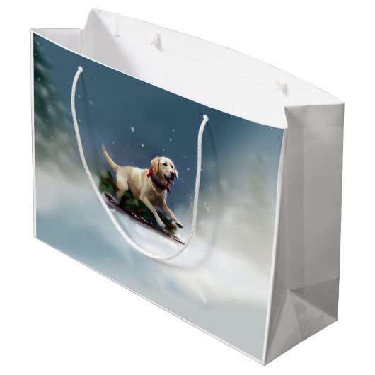 Labrador Kerstsneeuw winter Groot Cadeauzakje (Achterkant Gekanteld)