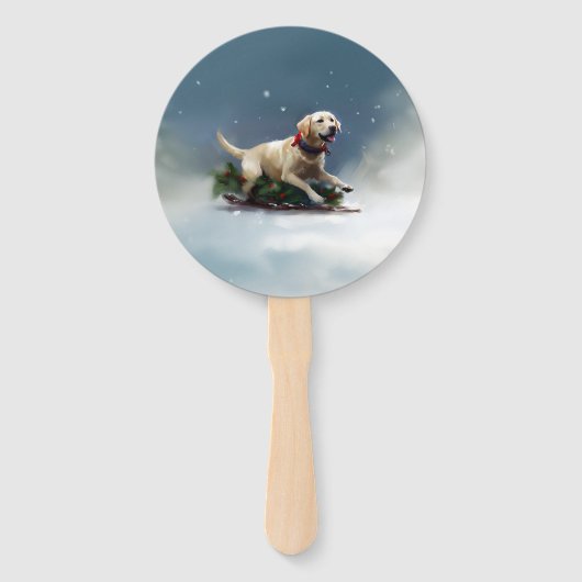 Labrador Kerstsneeuw winter Handwaaier (Achterkant)