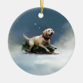 Labrador Kerstsneeuw winter Keramisch Ornament (Voorkant)