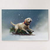Labrador Kerstsneeuw winter Legpuzzel (Horizontaal)
