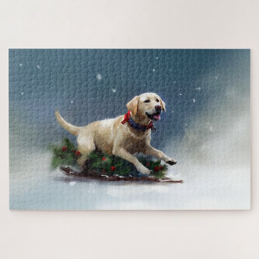 Labrador Kerstsneeuw winter Legpuzzel (Horizontaal)