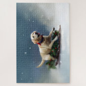 Labrador Kerstsneeuw winter Legpuzzel (Verticaal)
