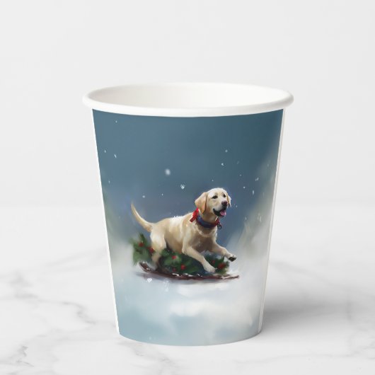 Labrador Kerstsneeuw winter Papieren Bekers (Achterkant)