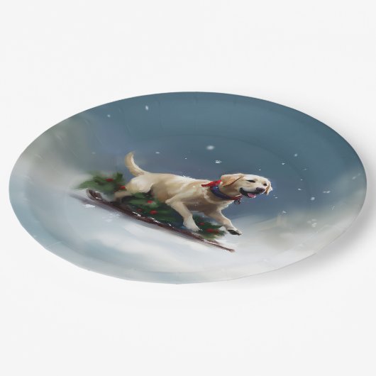 Labrador Kerstsneeuw winter Papieren Bordje (Gekanteld)