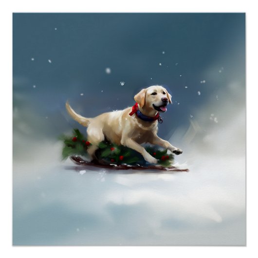 Labrador Kerstsneeuw winter Perfect Poster (Voorkant)