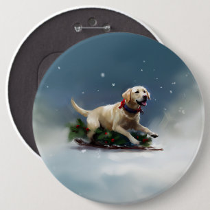 Labrador Kerstsneeuw winter Ronde Button 6,0 Cm