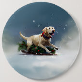 Labrador Kerstsneeuw winter Ronde Button 6,0 Cm (Voorkant)