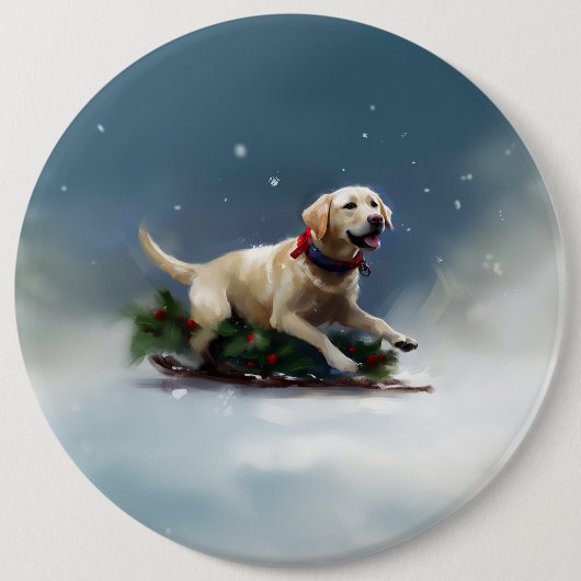 Labrador Kerstsneeuw winter Ronde Button 6,0 Cm (Voorkant)