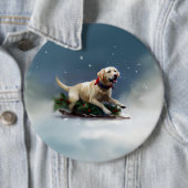 Labrador Kerstsneeuw winter Ronde Button 6,0 Cm (In situ)