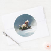 Labrador Kerstsneeuw winter Ronde Sticker (Envelop)