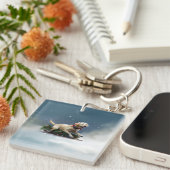 Labrador Kerstsneeuw winter Sleutelhanger (Voorkant Rechts)