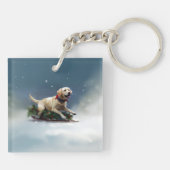 Labrador Kerstsneeuw winter Sleutelhanger (Achterkant)