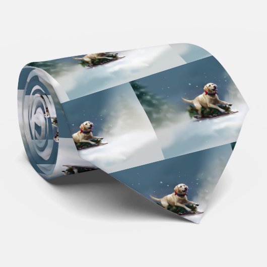 Labrador Kerstsneeuw winter Stropdas (Opgerold)