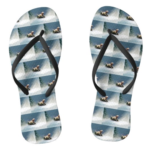 Labrador Kerstsneeuw winter Teenslippers (Voetbed)