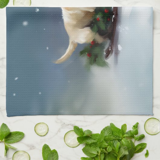 Labrador Kerstsneeuw winter Theedoek (Gevouwen)