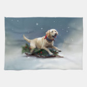 Labrador Kerstsneeuw winter Theedoek (Horizontaal)